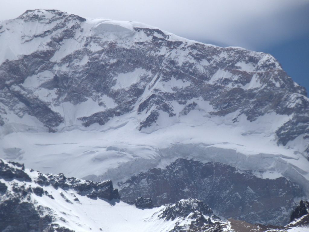 Closeup of glaciers high on Aconcagua