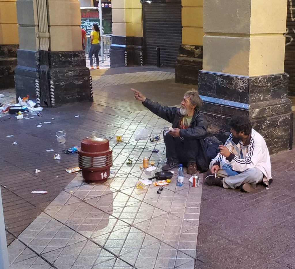 Homeless amid demonstrations, Santiago, Chile, 25 Oct 2019