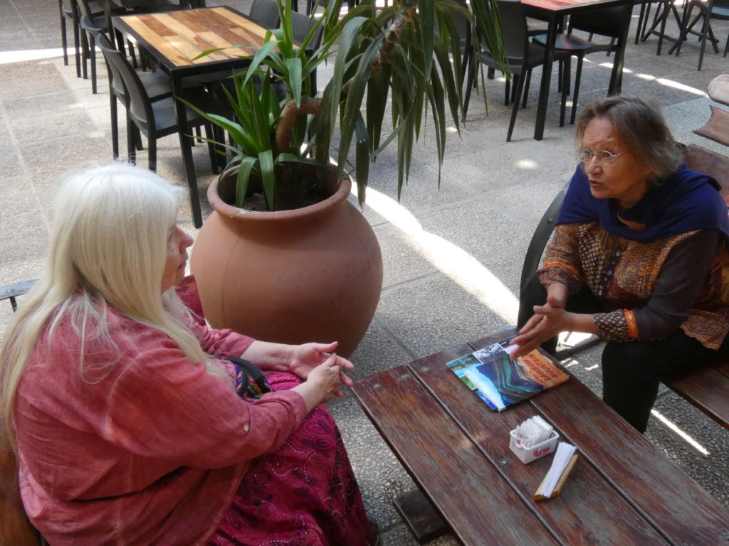 Josie and Suan at coffee shop, Santa Rosa de Calamuchita, Argentina