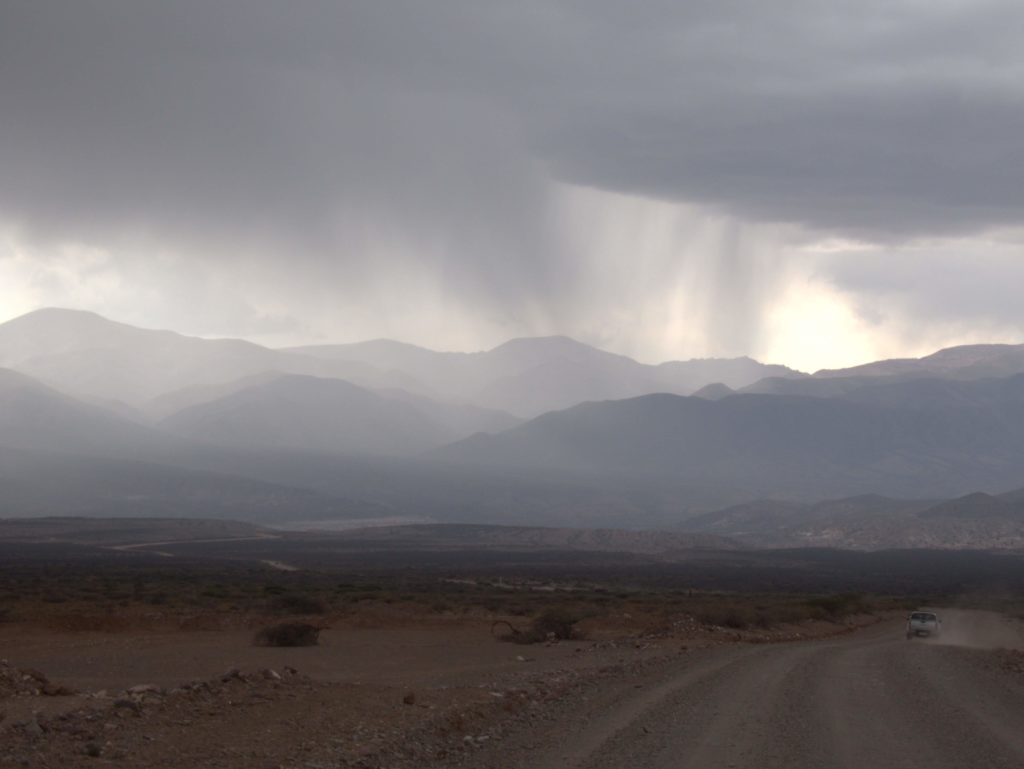 Entering the Quebrada Humahuaca. Rain ahead.