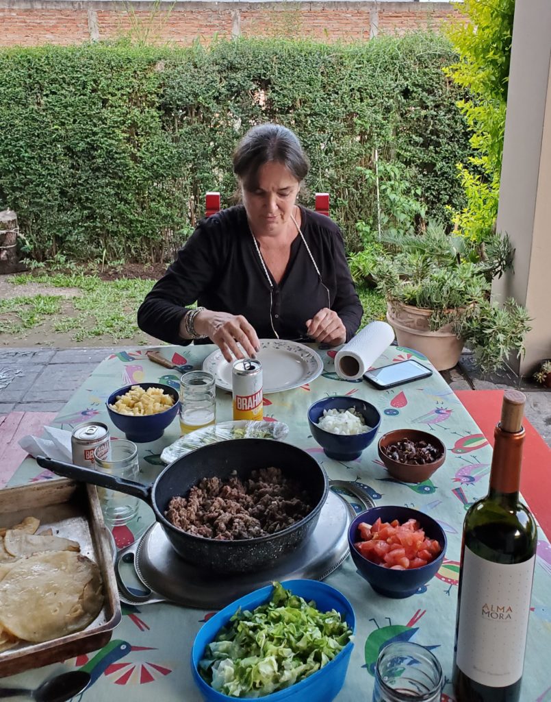 Silvia ready to construct her first taco, La Providencia B&B