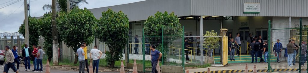 Petrobras workers at heliport.